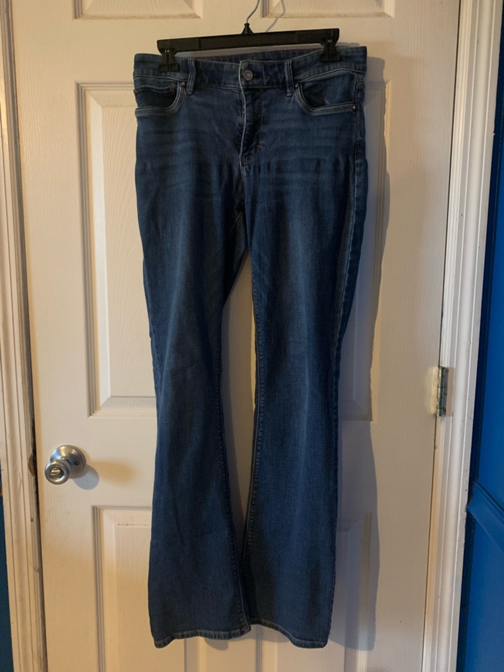 White House Black Market Women's Dark Blue Flare Jeans